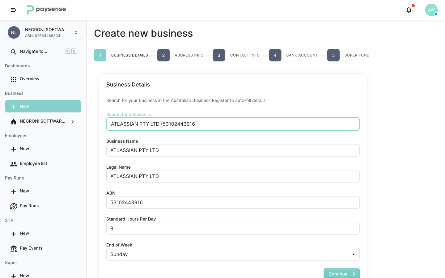 Step 1 fully populated from the ABR lookup